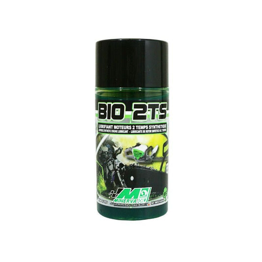 HUILE MOTEUR 2 TEMPS MINERVA 50 A BOITE/MOTO 2TS 100% SYNTHESE, BIO DEGRADABLE (DOSETTE 125 ml - 1 DOSETTE POUR 5L DE CARBURANT) (100% MADE IN FRANCE) - LE PRATIQUE DU MOTARD