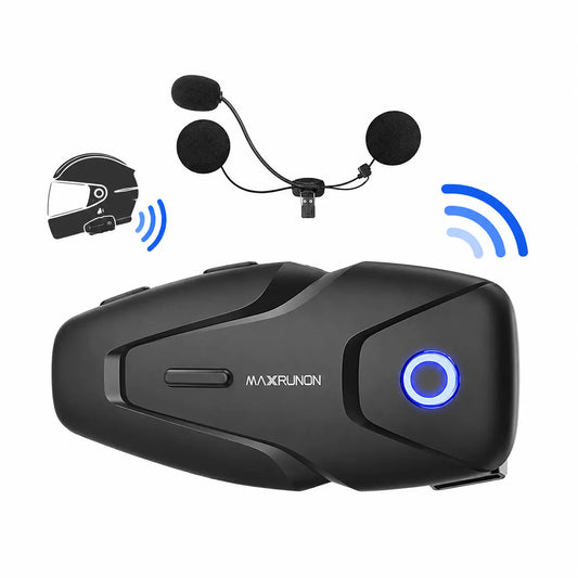 Intercom Moto ASMAX MAXRUNON — Bluetooth 5.3, 2 Utilisateurs, 500 m, 24 h Autonomie, Étanche IPX5