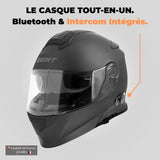Casque modulable Bluetooth Intégré - Noir Mat - LE PRATIQUE DU MOTARD