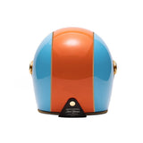 Casque moto Intégral Vintage | Marko™ FULLMOON 2 Bleu Orange - LE PRATIQUE DU MOTARD