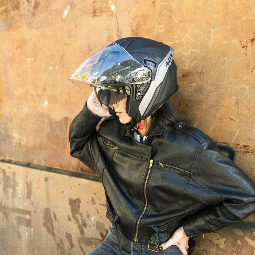 Casque Moto Jet N130 Ekto Noir Mat Argent | NOX - LE PRATIQUE DU MOTARD