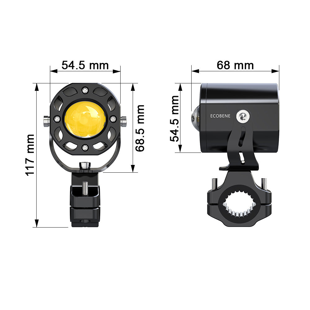 Feux additionnels moto Ecobene PLA8000 - vue de face