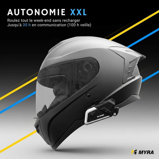 Intercom de casque Moto bluetooth| R - COM™  Myra M500– Bluetooth 5.3, Hi - Fi & Portée 500 m - LE PRATIQUE DU MOTARD