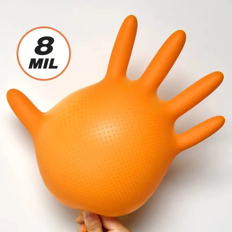 Gants Nitrile Orange Mécanicien 8 Mil – Texture Diamant, Jetables - LE PRATIQUE DU MOTARD