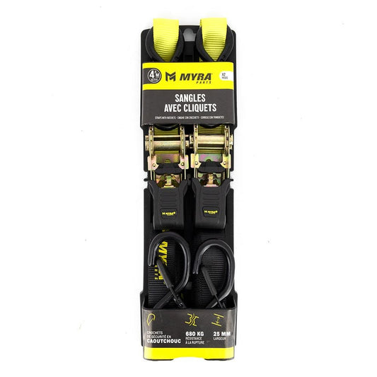 Kit Sangles avec Cliquets - 4.50 Mètres Résistance 680 Kg - LE PRATIQUE DU MOTARD