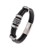 Bracelet motard homme Cuir/Acier