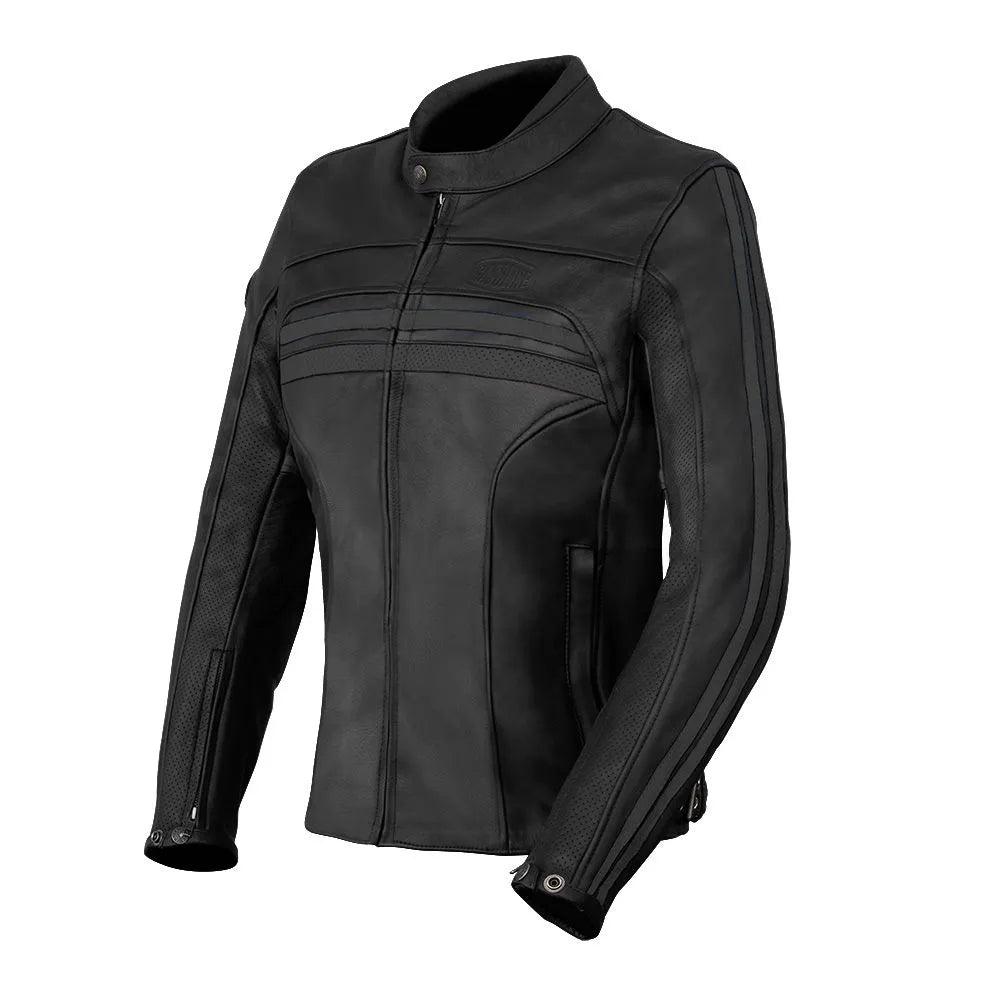 Blouson cuir moto femme Noir - Gasoline Enfield