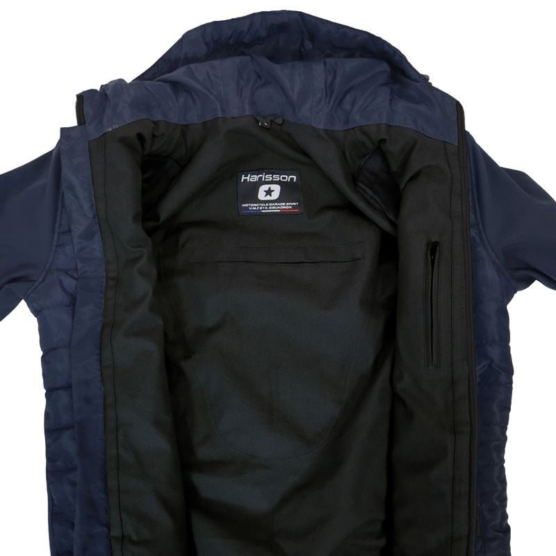 Veste Moto Softshell Homme Harisson Aspen Bleu CE - LE PRATIQUE DU MOTARD
