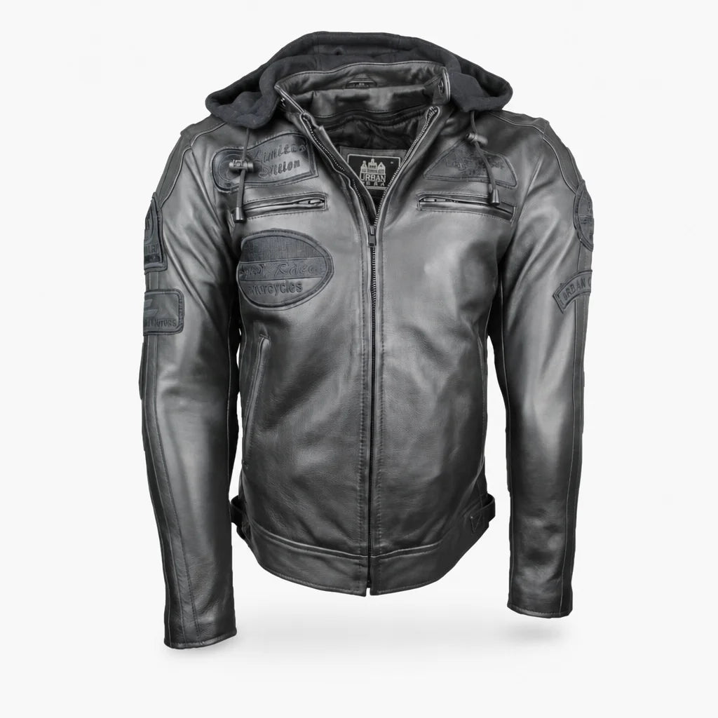 Blouson moto Cuir Homme : CAFE RACER  BLACK EDITION — Face