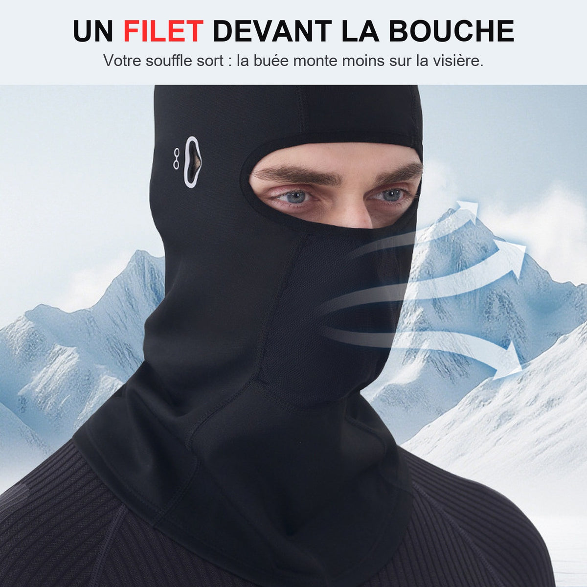 Cagoule Moto Hiver Polaire Anti-Buée – Compatible Lunettes — Filet respirant