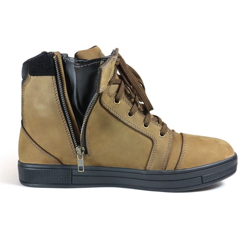 Basket Moto Homme Harisson Branco Marron Semelle Noire — Waterproof Cuir CE - LE PRATIQUE DU MOTARD