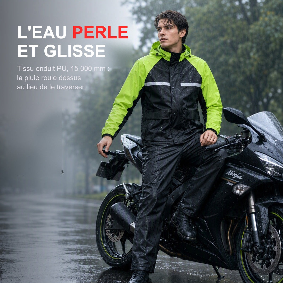 Tenue de Pluie Moto Imperméable 15 000 mm – Veste et Pantalon | EIZOX™ — Le tissu