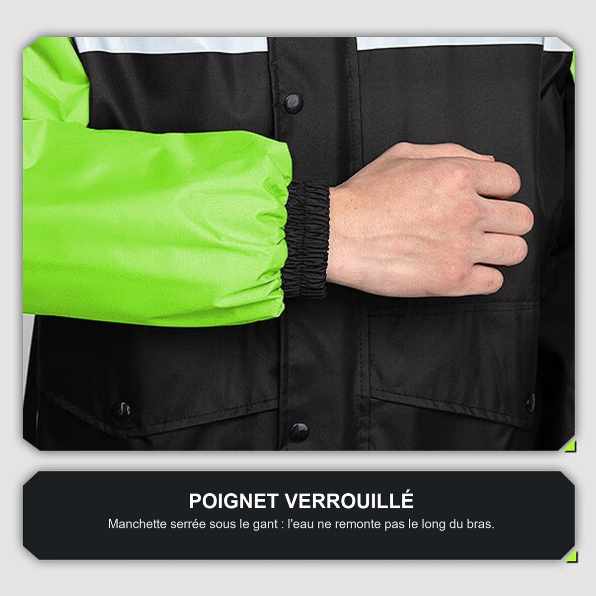Tenue de Pluie Moto Imperméable 15 000 mm – Veste et Pantalon | EIZOX™ — Le poignet