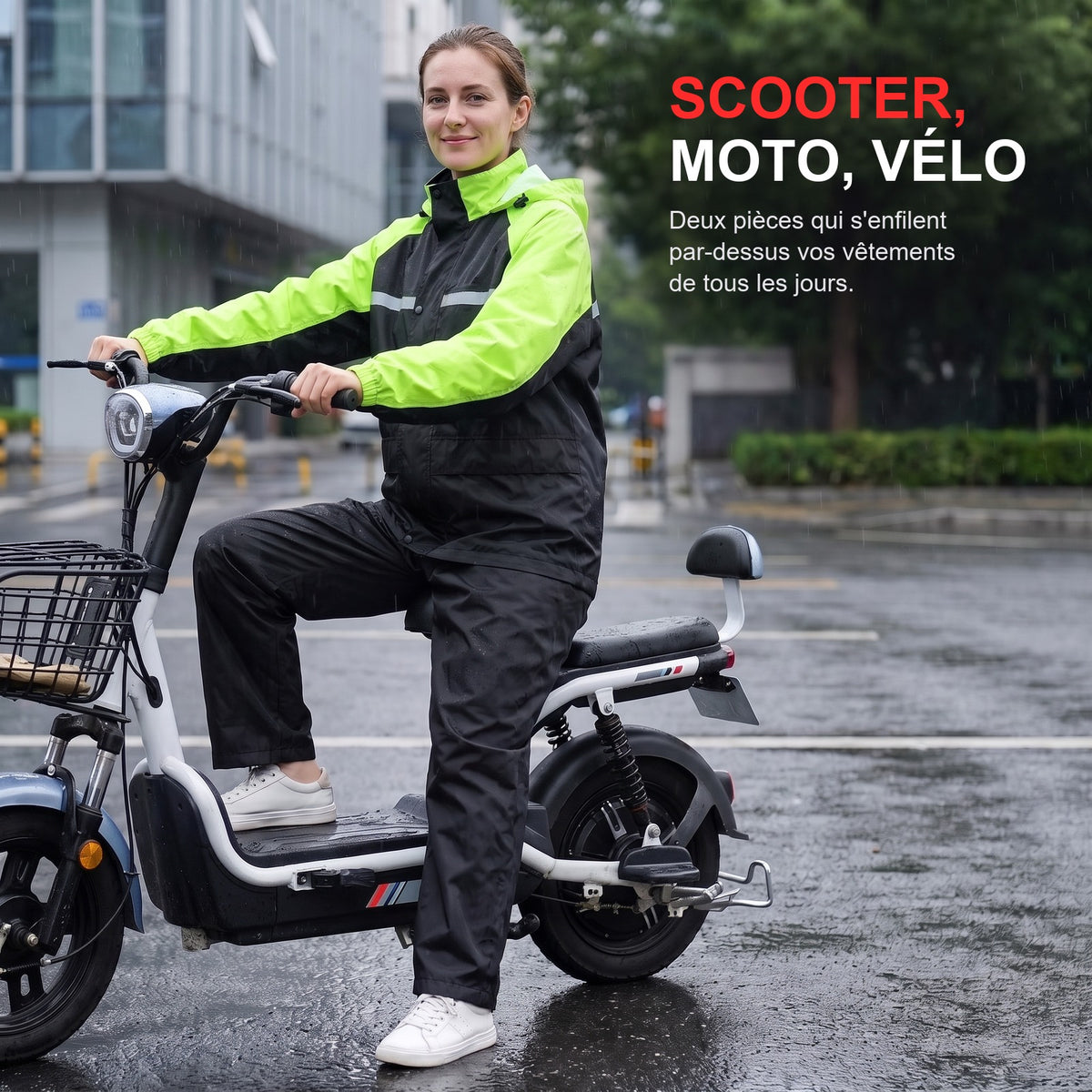 Tenue de Pluie Moto Imperméable 15 000 mm – Veste et Pantalon | EIZOX™ — En scooter