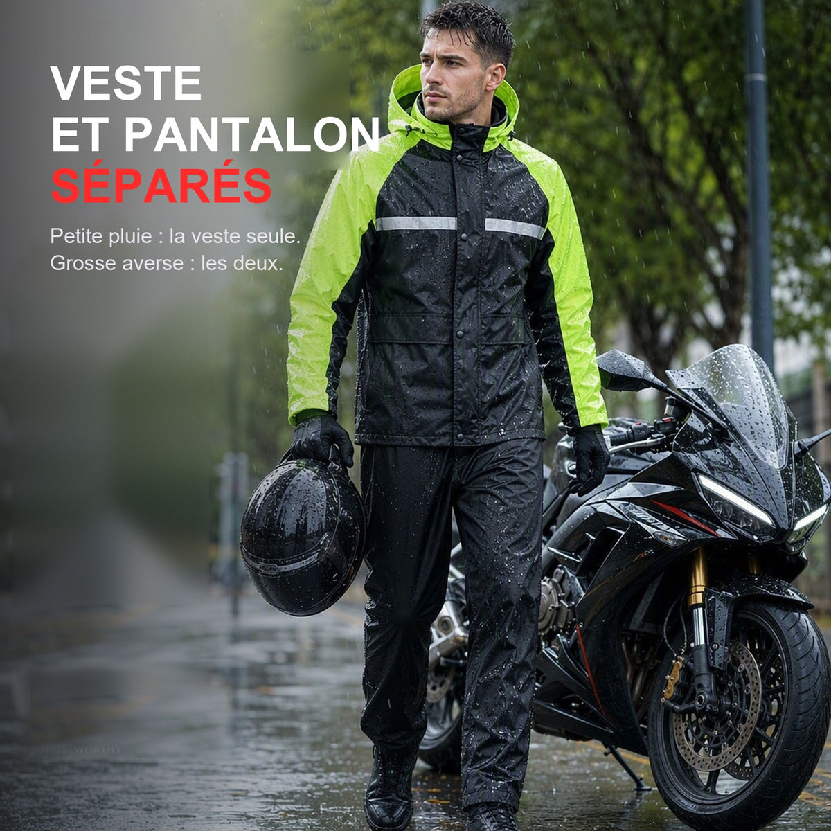 Tenue de Pluie Moto Imperméable 15 000 mm – Veste et Pantalon | EIZOX™ — Deux pièces