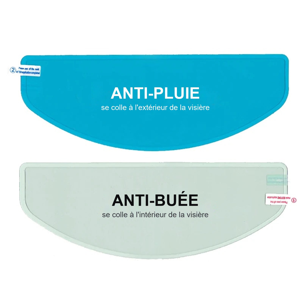 Film Anti-Buée Casque Moto & Anti-Pluie Visière – Universel — Les deux films