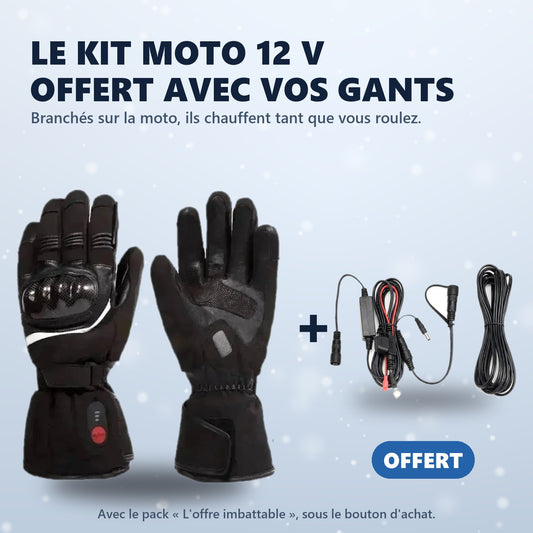 Kit moto 12 V offert avec les gants chauffants XRIDER, dans le pack L'offre imbattable