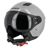 Casque jet aviateur S779 LEOV Gris – Visière longue offerte