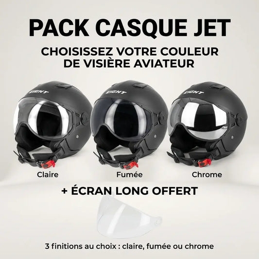 Casque jet aviateur S779 LEOV Noir Mat – Visière longue offerte