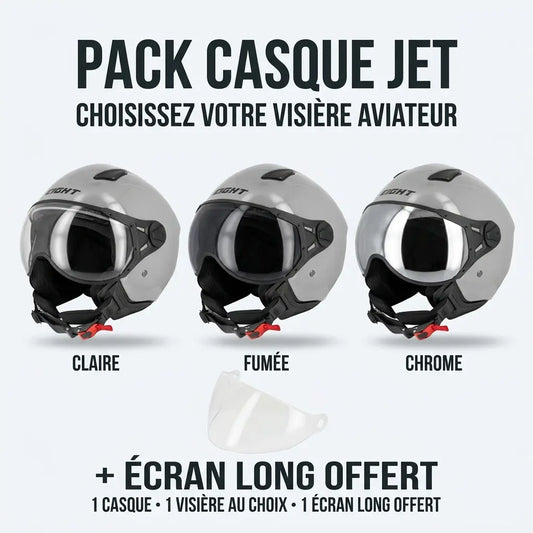 Casque jet aviateur S779 LEOV Gris – Visière longue offerte