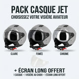 Casque jet aviateur S779 LEOV Gris – Visière longue offerte