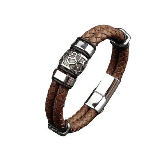 Bracelet motard homme Cuir/Acier - Le Pratique du Motard