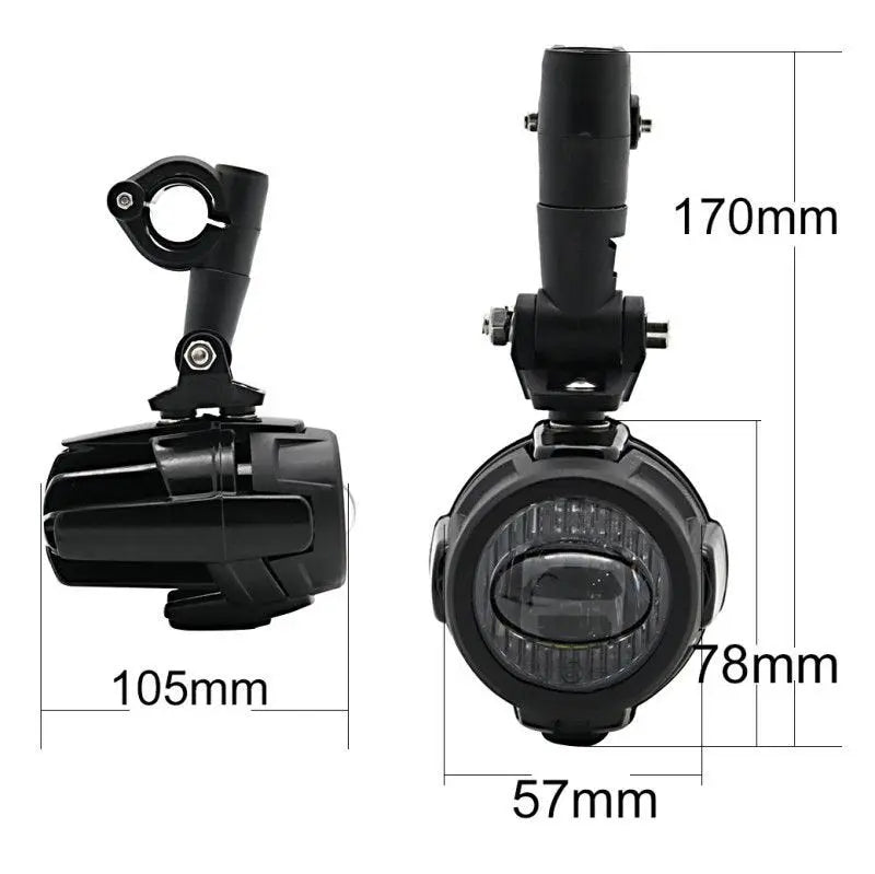 Pack :phare additionnel LED moto avec Rehausse 40mm  pour guidons  Ø 22mm Le Pratique du Motard